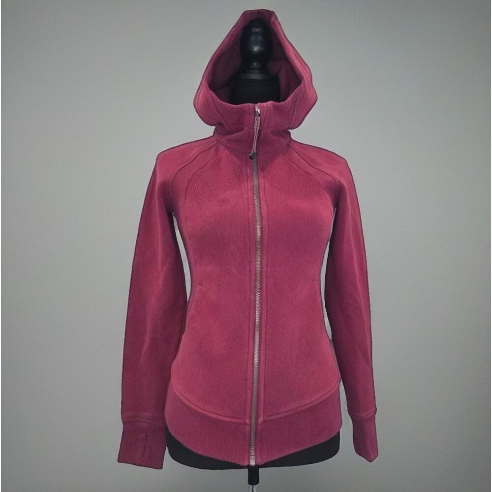 Lululemon Scuba full-zip hoodie in a raspberry color. Retails $118 - Picture 1 of 8